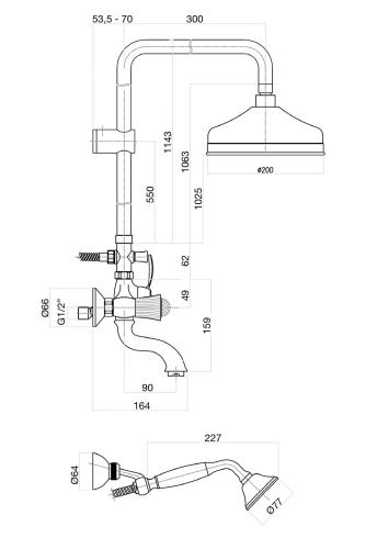 Душевая стойка Fiore 13OO0615 настенная цвет золото - фото 3
