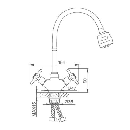 Смеситель для кухни Splenka S80 S80.43 на мойку хром