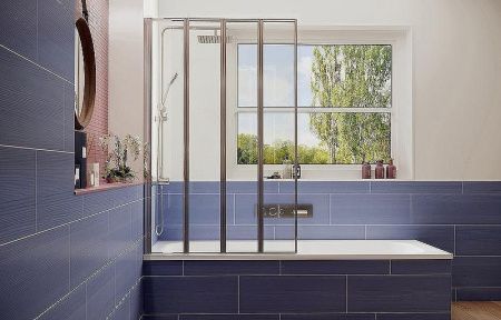 Душевая шторка на ванну Ambassador Bath Screens 16041110L 90х140 стекло прозрачное профиль хром ориентация левая