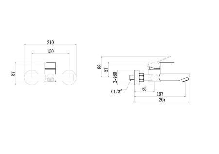 Смеситель для ванны и душа Fmark FS8202Q настенный графит