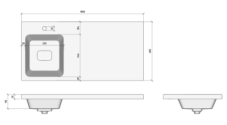 Раковина мебельная из искусственного камня Misty Kamilla 100 левая 4627173210577 100х50 над стиральной машиной цвет белый 1 отверстие под смеситель