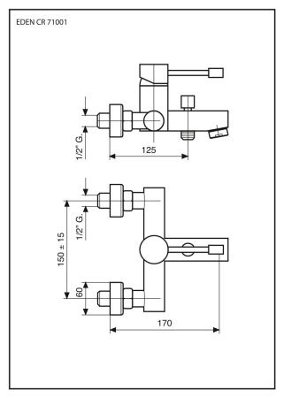 Смеситель Emmevi Eden 71001/CR настенный хром