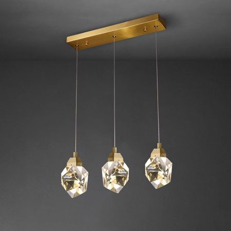 Светильник подвесной Delight Collection Crystal rock II (Црыстал роцк ИИ) 9701P/3L brass