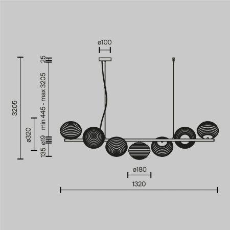 Светильник подвесной Maytoni Reels Modern MOD268PL-07B