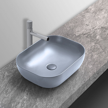 Раковина из сантехнического фарфора Vincea VBS-101MO 50х40 накладная цвет океан матовый без отверстий под смеситель