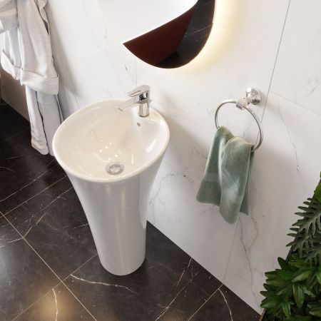 Раковина из сантехнического фарфора Cerutti SPA CT7274 50х50 напольная цвет белый 1 отверстие под смеситель