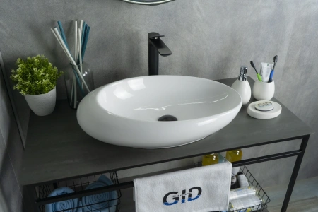 Раковина керамическая Gid Creativo 51167 60х40 накладная цвет белый без отверстий под смеситель