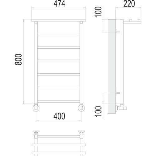 Полотенцесушитель Terminus 4670078529701 47х80 водяной хром - фото 3