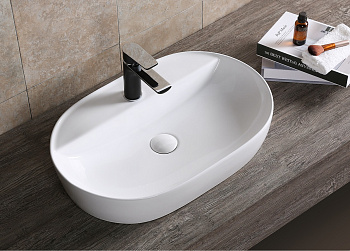 Раковина из сантехнического фарфора Cerutti SPA CR0074 60х40 накладная цвет белый 1 отверстие под смеситель