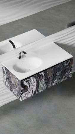 Раковина из искусственного камня S-Stone Salini Onda 1402204MN 200х70 накладная цвет белый