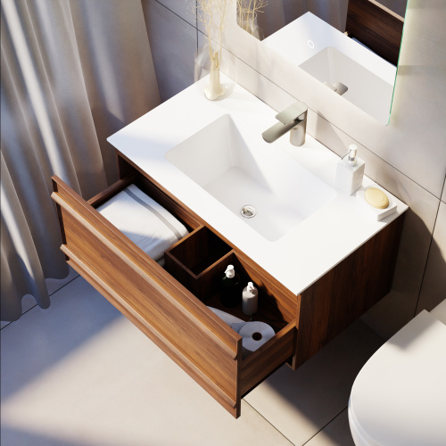 Тумба с раковиной ArtDecco Bridget (Бриджит) ABR08W22S200 80x45x40 подвесная цвет черный орех - фото 4