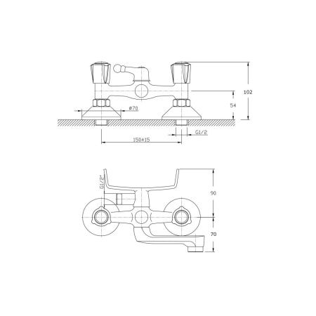 Смеситель для ванны Rush Pioneer PI7950-44 настенный хром