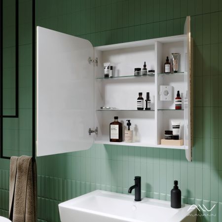 Зеркало-шкаф Alavann Lana ALV0281002 80х15х80 подвесной цвет белый