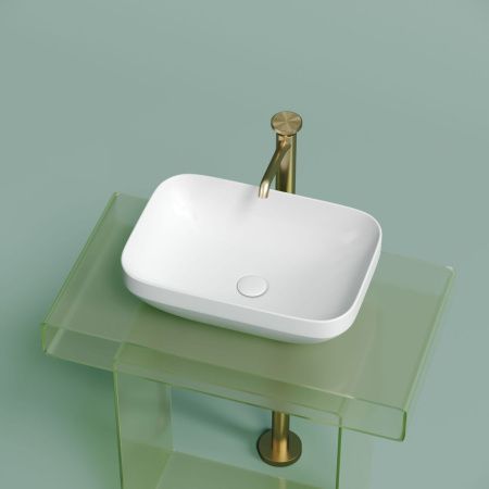 Раковина из сантехнического фарфора Ceramica Nova ELEMENT CN6055MW 50х40 накладная цвет белый без отверстий под смеситель