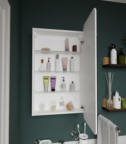 Зеркало-шкаф 1MarKa Nuvo У83224 50х14х90 подвесной цвет белый - фото 4 Зеркало-шкаф 1MarKa Nuvo У83224 50х14х90 подвесной цвет белый - фото 4