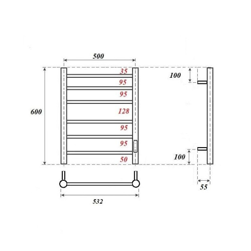 Полотенцесушитель Point Аврора PN10856GR электрический графит - фото 2