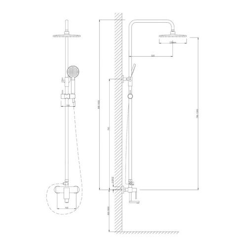 Душевая стойка Voda VST113 настенная цвет хром - фото 3