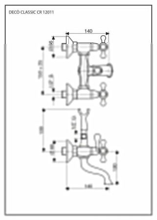 Смеситель для ванны Emmevi Deco Classic 12011/OR настенный золото