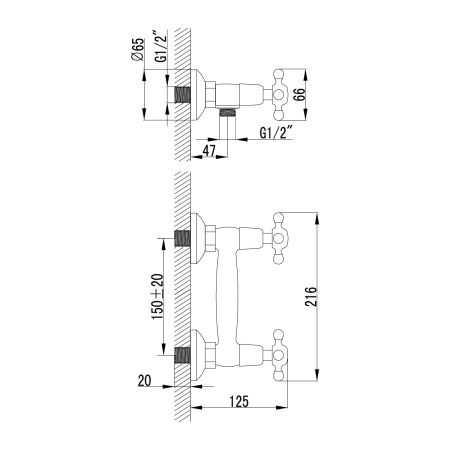 Смеситель для душа LeMark Vintage LM2803B настенный бронза без термостата
