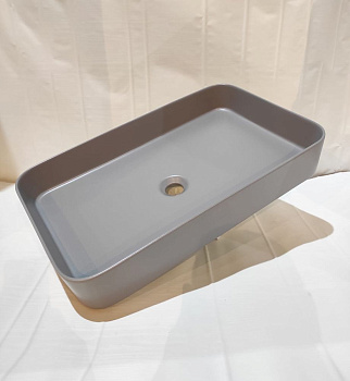 Раковина керамическая White Ceramic Blade W0517FM 65х40 накладная цвет серый матовый