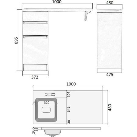 Тумба с раковиной Orange Sistema ST-40TUW+RAL 100х50 напольная цвет белый