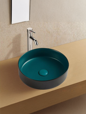 Раковина из сантехнического фаянса WeltWasser WW SK 10000005599 40 см накладная цвет черный/зеленый без отверстий под смеситель