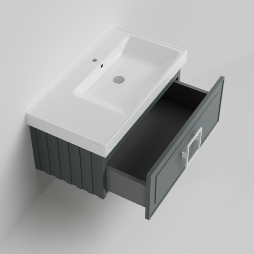 Тумба с раковиной La Fenice CUBO NFNC-01-CUB-G-90-2-90R 91х36х49 подвесная цвет серо-зеленый - фото 2