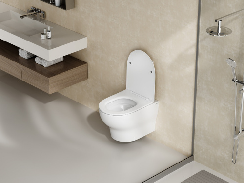 Унитаз подвесной Abber Bequem AC1128 белый с сиденьем микролифт безободковый смыв торнадо - фото 3