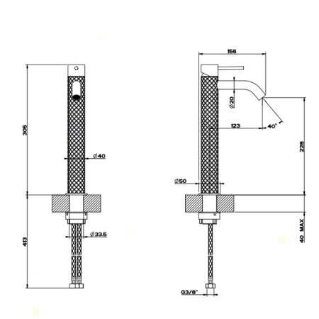 Смеситель Gessi Gessi316 54109#239 на раковину нержавеющая сталь
