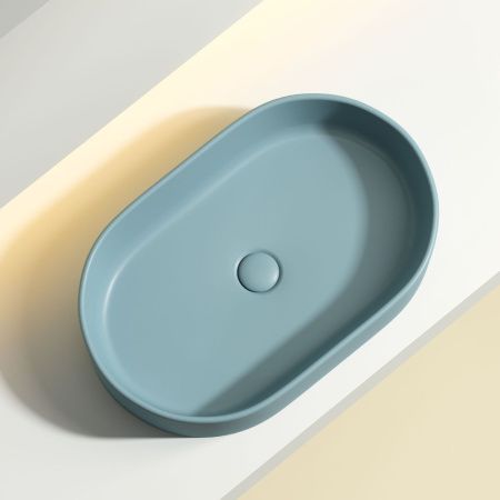 Раковина из сантехнического фарфора Ceramica Nova ELEMENT CN6048MLG 60х40 накладная цвет зеленый без отверстий под смеситель