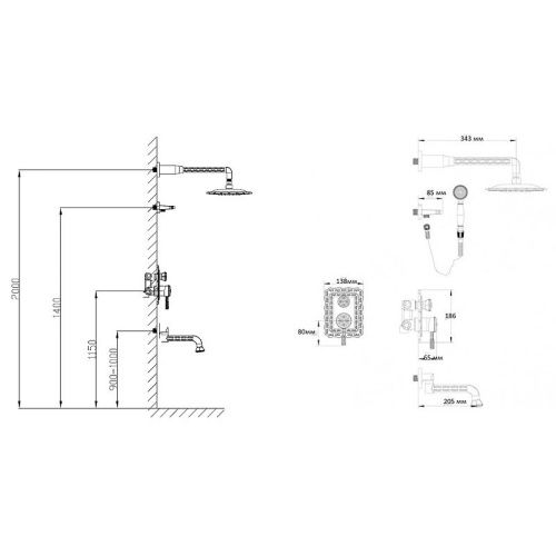 Душевая система Bronze de Luxe 10137F встраиваемая в стену цвет бронза - фото 3