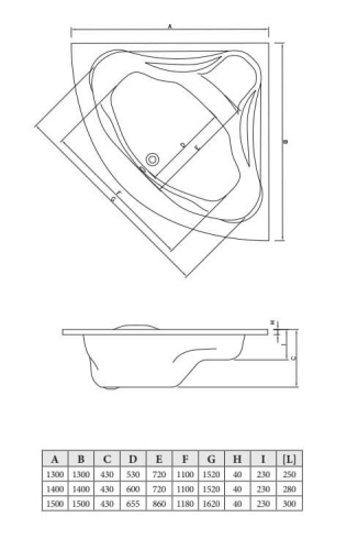 Ванна акриловая C-Bath CBS001002 130х130 угловая четверть круга - фото 5