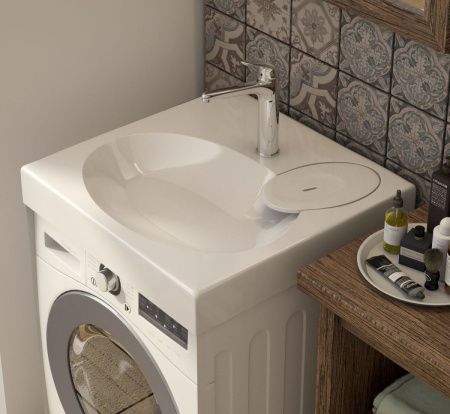 Раковина из искусственного камня Эстет LEA ФР-00014907 60х50 над стиральной машиной цвет белый 1 отверстие под смеситель