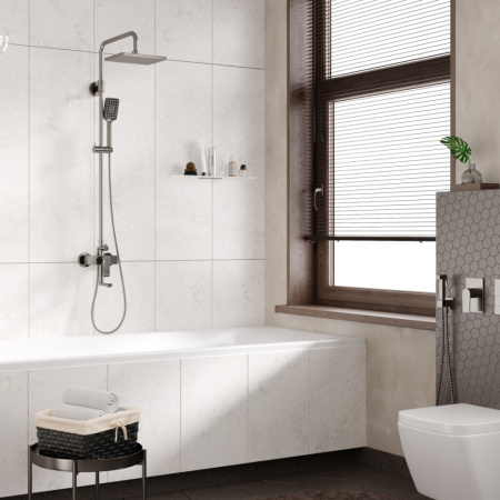 Душевая стойка WasserKRAFT Wiese A18401 настенная цвет оружейная сталь