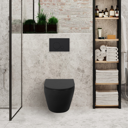 Унитаз подвесной BelBagno COLORATO BB062CHR-MB/BB062SC-MB черный с сиденьем микролифт безободковый каскадный смыв