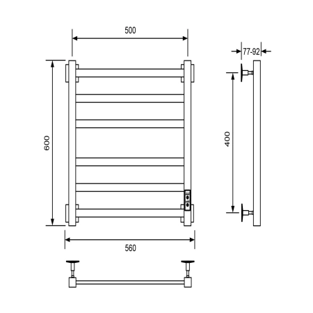 Полотенцесушитель Veconi Barro-A B6050CH-A 50х60 электрический хром