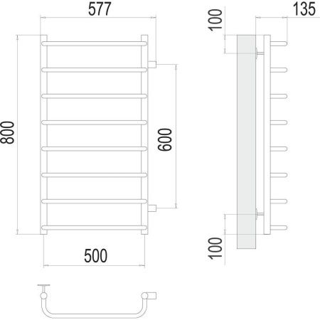 Полотенцесушитель водяной Terminus 4670078530394 60х80 хром