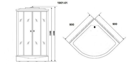 Душевая кабина Niagara Ultra 19010134 90х90 четверть круга с крышей ориентация универсальная