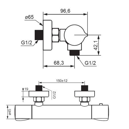 Смеситель для душа Damixa Scandinavian Pure 366000000 настенный хром с термостатом