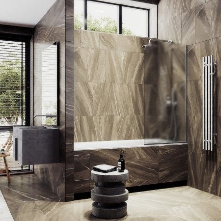 Душевая шторка на ванну Maybah Glass MGV-137-5у 54х140 стекло тонированное профиль хром матовый ориентация универсальная