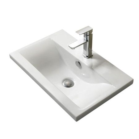 Раковина из сантехнического фарфора Melana 9393 (S80)-805 80х40 накладная цвет белый 1 отверстие под смеситель