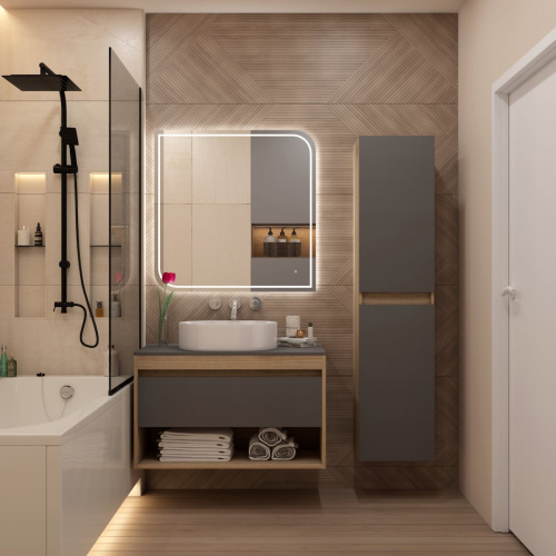 Тумба под раковину Teymi Ritta T60532 85х45х52 подвесная цвет дуб/графит - фото 2