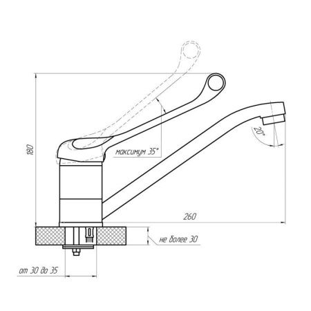 Смеситель для кухни Сантаком 4379 на мойку хром
