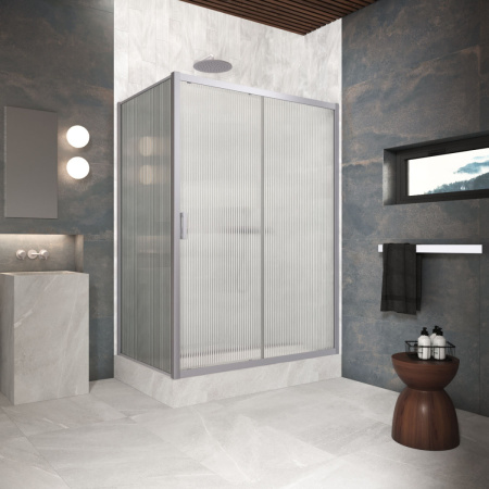 Душевой уголок Vegas-Glass ZP+ZPV Protec ZP+ZPV Protec h1900 180*85 07 Moru 180х85 стекло рифленое профиль хром матовый
