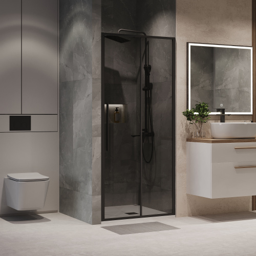 Душевая дверь Niagara Nova NG-85-9TB 90х195 стекло тонированное профиль черный матовый - фото 3