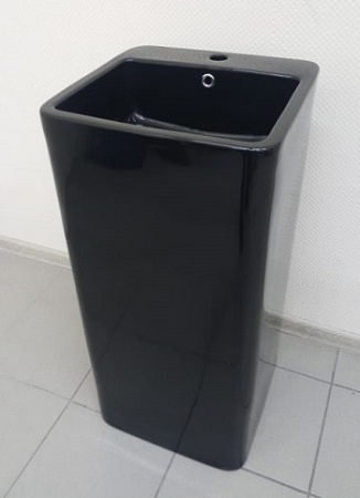 Раковина из санфаянса CeramaLux P7004LB 40х40 напольная цвет черный глянцевый 1 отверстие под смеситель