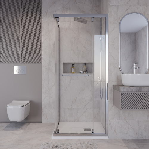 Душевой уголок Niagara Nova NG-6635-34 100х100 стекло прозрачное профиль хром глянцевый без поддона - фото 4