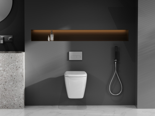 Унитаз подвесной Abber Rechteck AC1217 белый с сиденьем микролифт безободковый смыв торнадо - фото 3