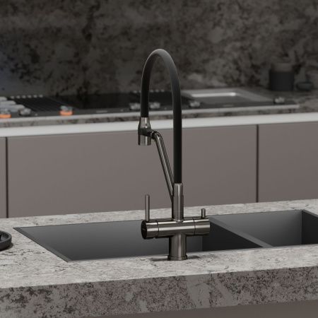 Смеситель для кухни Sancos Dora SC4003GG на мойку вороненая сталь