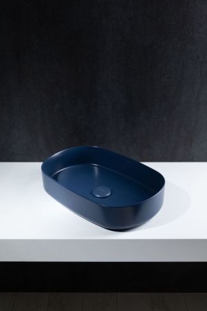 Раковина керамическая Allen Brau Fantasy 4.11022.ID 60х40 накладная цвет синий без отверстий под смеситель